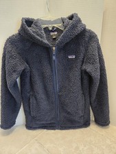 Patagonia Los Gatos Hoodie Youth Large 12 Sherpa Pile Fleece Jacket Dk Blue