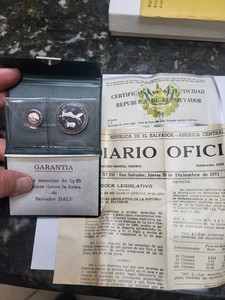 1971 El Salvador Proof Silver 1 + 5 Colones Set w/ Case & COA 150th Independence