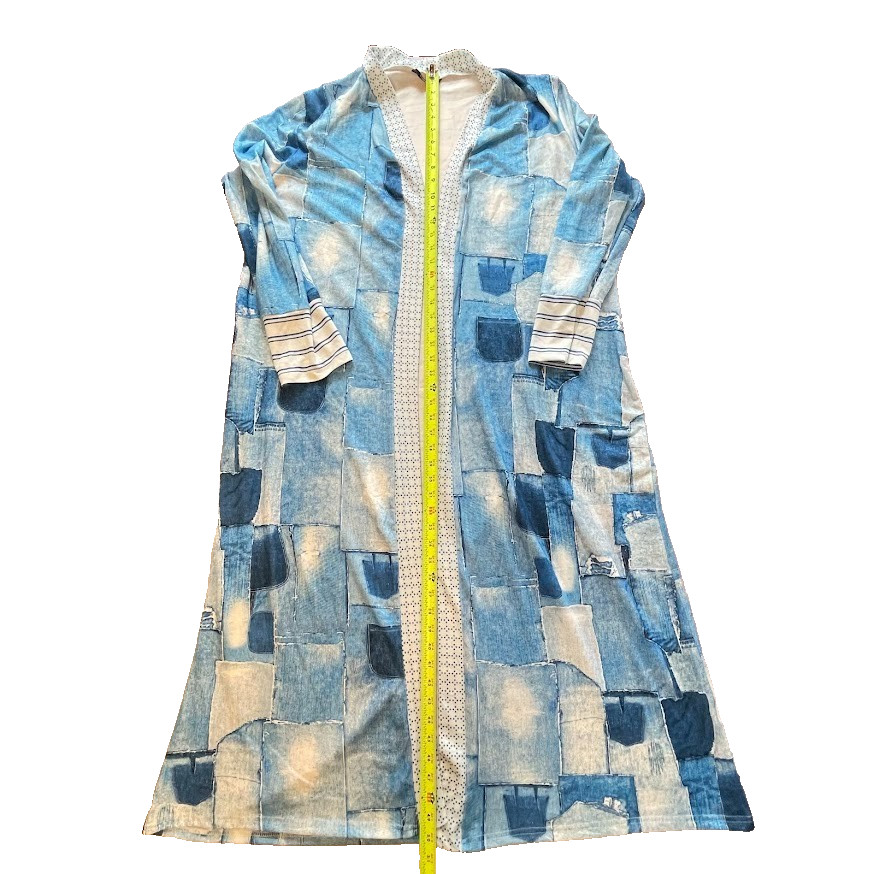 ChicMe Patchwork Pattern Duster Plus Size 4X Blue… - image 13