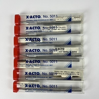 X-Acto No. 5011 Precision Hobby Knife Lot 7pc Tubed with Refill Blades NEW NOS