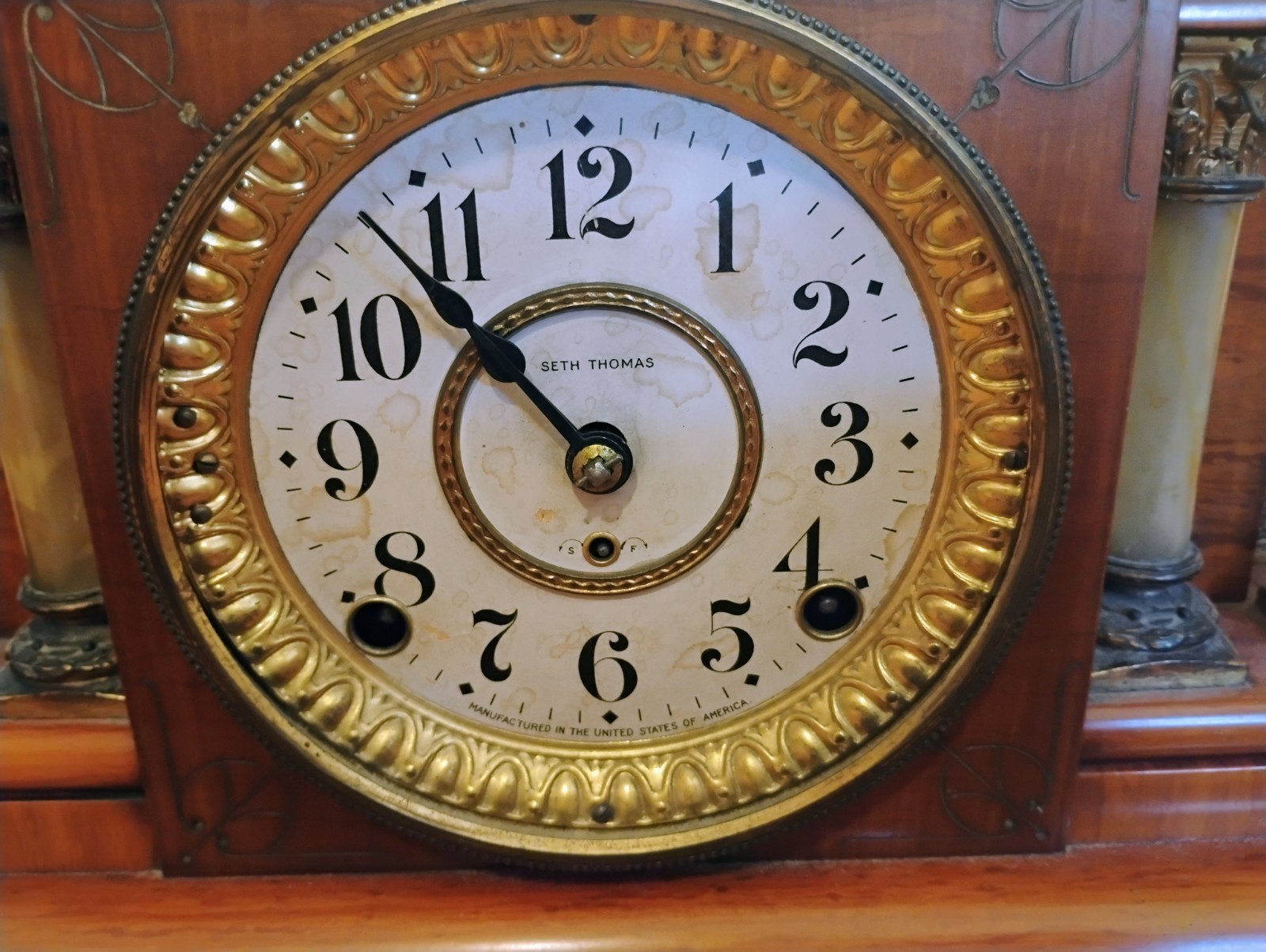 Seth Thomas Adamantine Mantel Clock adamantine finish 19th-20th century ...