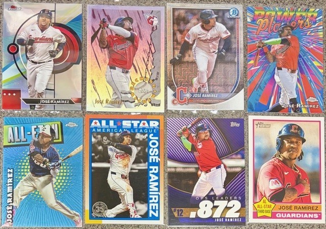 Jose Ramirez Parallel/Insert Card Lot (16) - Aqua Rainbow Foil - Refractors