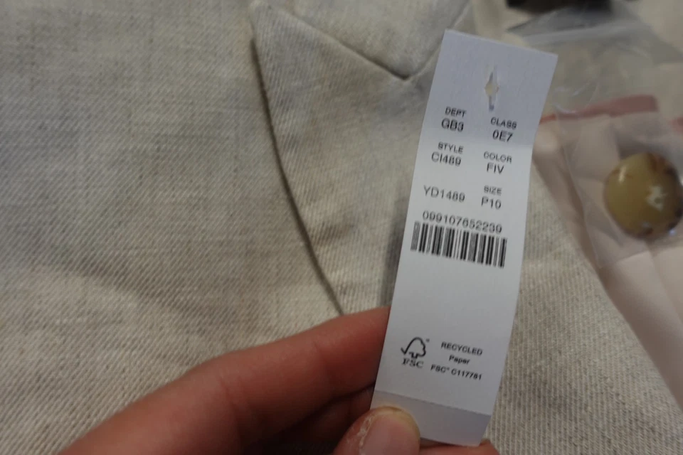 NWT J.Crew Size 10 Petite Flaxy Ivory Stretch Linen Blend Alexandra Blazer NWT - Image 4 of 4