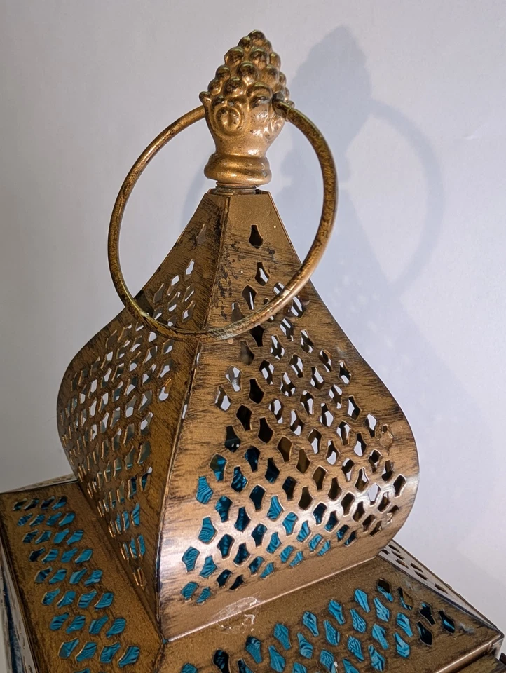 Moroccan Blue Stain Glass Candle Holder - Image 3 of 4