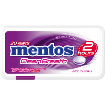 80928171 Mentos 2H Clean Breath Berry Mint 21g Perfetti Van Melle Polska Sp. z o