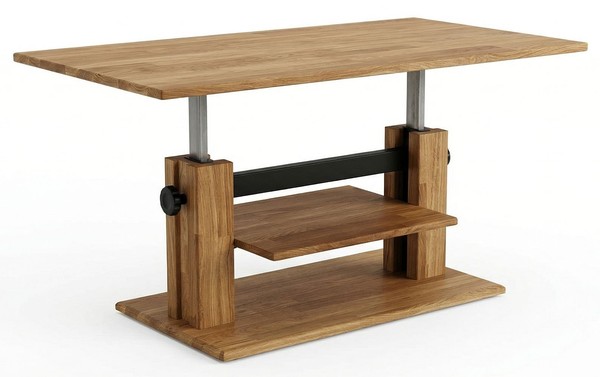 Couchtisch Nagold Wohnzimmertisch 110X62X48-64Cm HöHenverstellbar Eiche GeöLt Ma-image