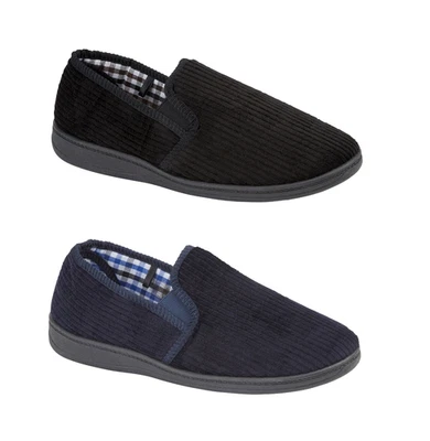 Mens Gusset Slipper Wide Fit Warm Memory Foam Slip On Closed Toe Shoe Size 6-12 - Image 1 of 4