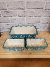 Wisenvoy Blue Ceramic Loaf Pan Set of 3 Mini 6 and 9 1/2 Inch Baking Dishes