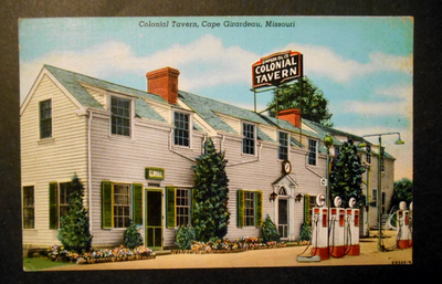 #ad #ad 1947 Simpson Oil Colonial Tavern Cape Girardeau Missouri Gas Pumps Postcard $14.95
