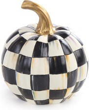 MacKenzie Childs Mini Decorative Pumpkin Fall Decor Courtly Check Black White