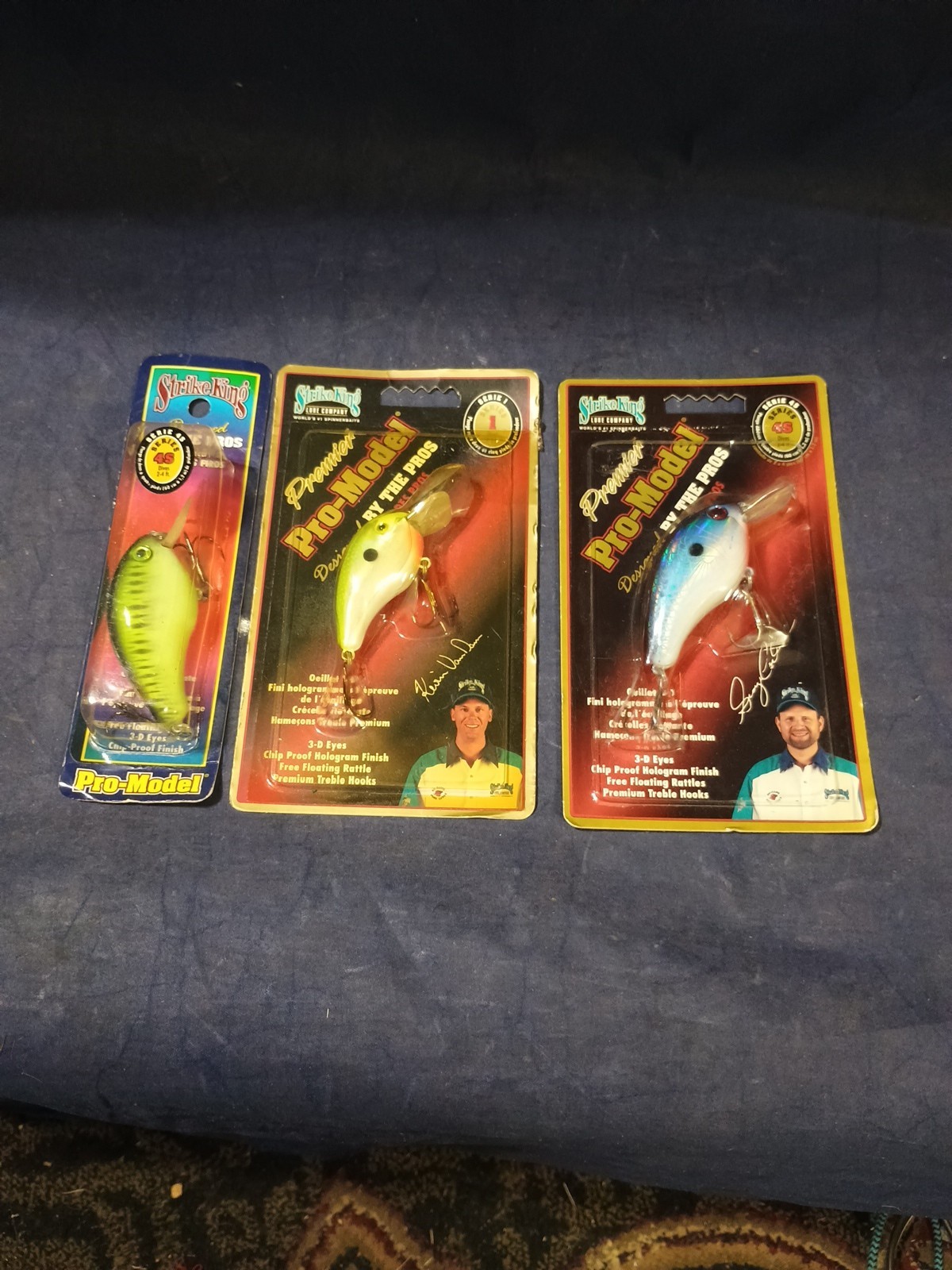 3 Vintage Strike king Lures, 2 Series 4S,One Series 1, Crankbaits. Pro Models - Image 1