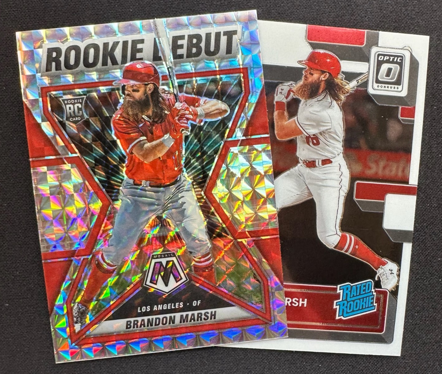 2022 Panini Mosaic Brandon Marsh Rookie Debut Silver Prizm #RD-3 + Optic RC Lot