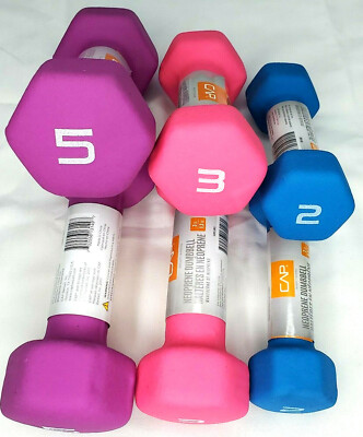 Cap Neoprene Hex Dumbbell Weights Set Bundle 5 3 2 lb Fast Free Shipping TY