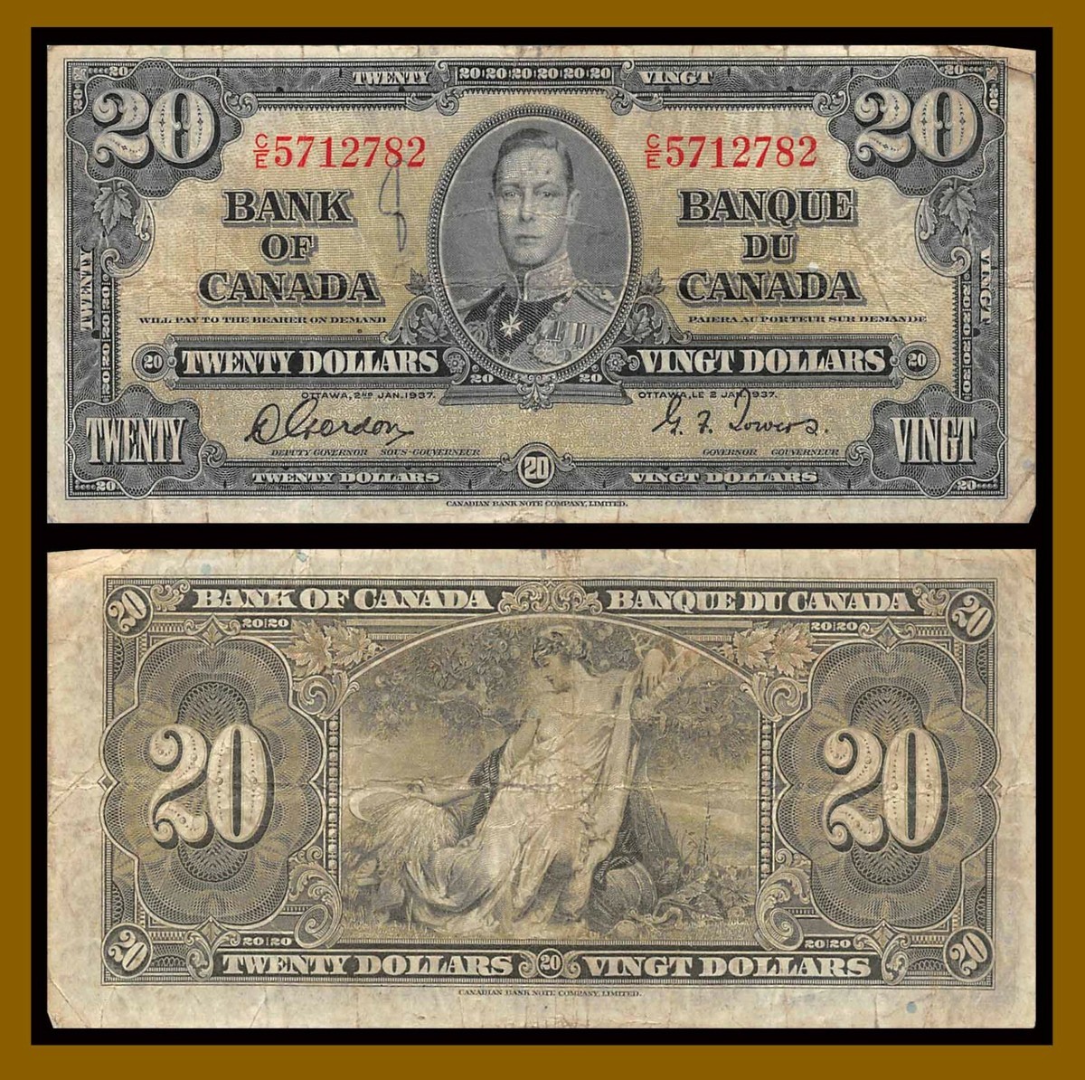 Canada 20 Dollars, 1937 P-62b Sig: Gordon-Towers King George VI