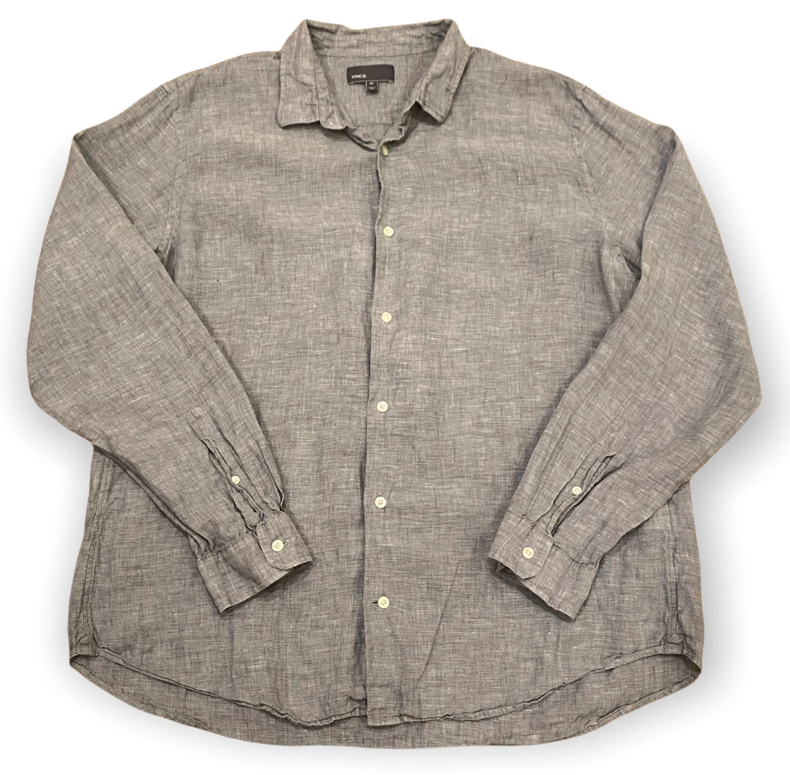 vince mens linen button up long sleeve shirt size XXL