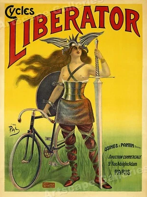 1899 Classic Art Nouveau French Bicycle Poster - "Cycles Liberator" PAL - 18x24