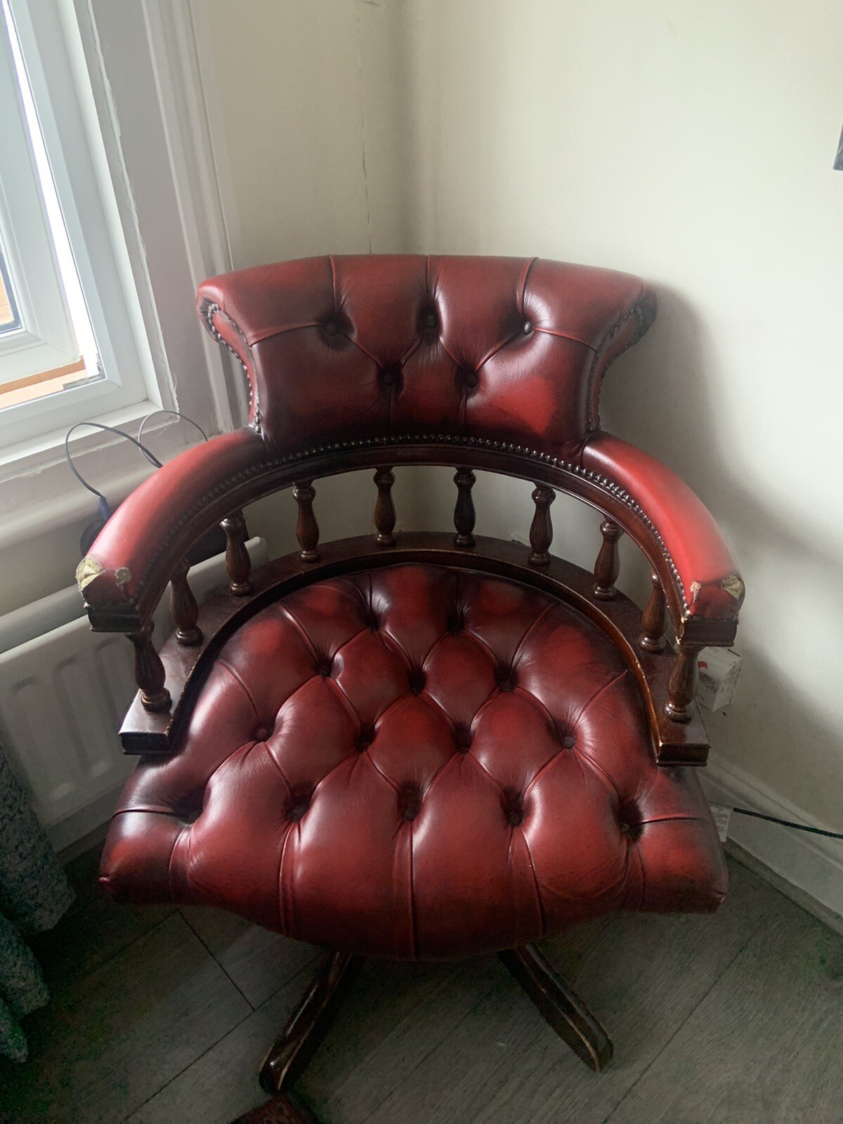 Leather Chesterfield Captains Chair eBay