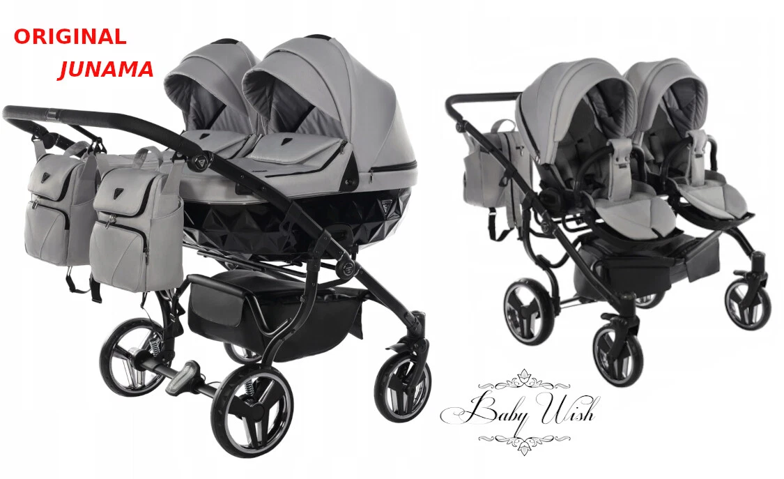 JUNAMA BASIC DUO BABY KIDS STROLLER TWIN PRAM PUSCHAIR SIDE BY SIDE 2in1