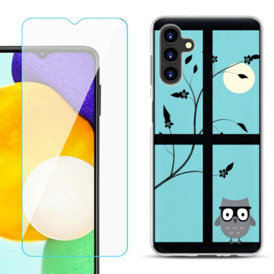 Case for Samsung Galaxy A13 5G, w/ Tempered Glass - Moon Owl