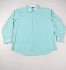 Van Heusen Dress Shirt Mens 17 Green Air Stretch Flip Cuffs Corpcore Casual