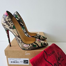Christian Louboutin So Kate 120 Flower Python Pumps 36.5 Pigalle Decollete