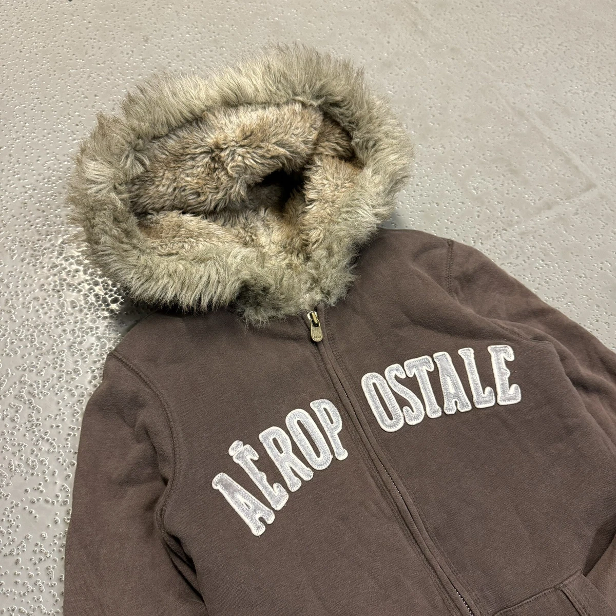 Y2K 2000s If Six Was Nine LGB Style Aeropostale Fur Lined Zip Up Hoodie Size S