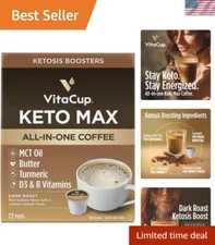 Dietitian-Formulated Keto Max Coffee Pods with MCT Oil & B Vitamins, 72 Servings
