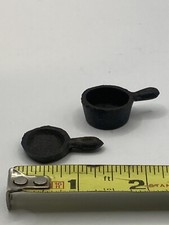 set of two vintage miniature cast iron Frying pan And Pot. Taiwan.