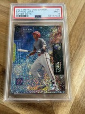 Bayron Lora 2021 Skybox Metal Universe Speckle /299 Parallel #55 PSA 9 Rookie