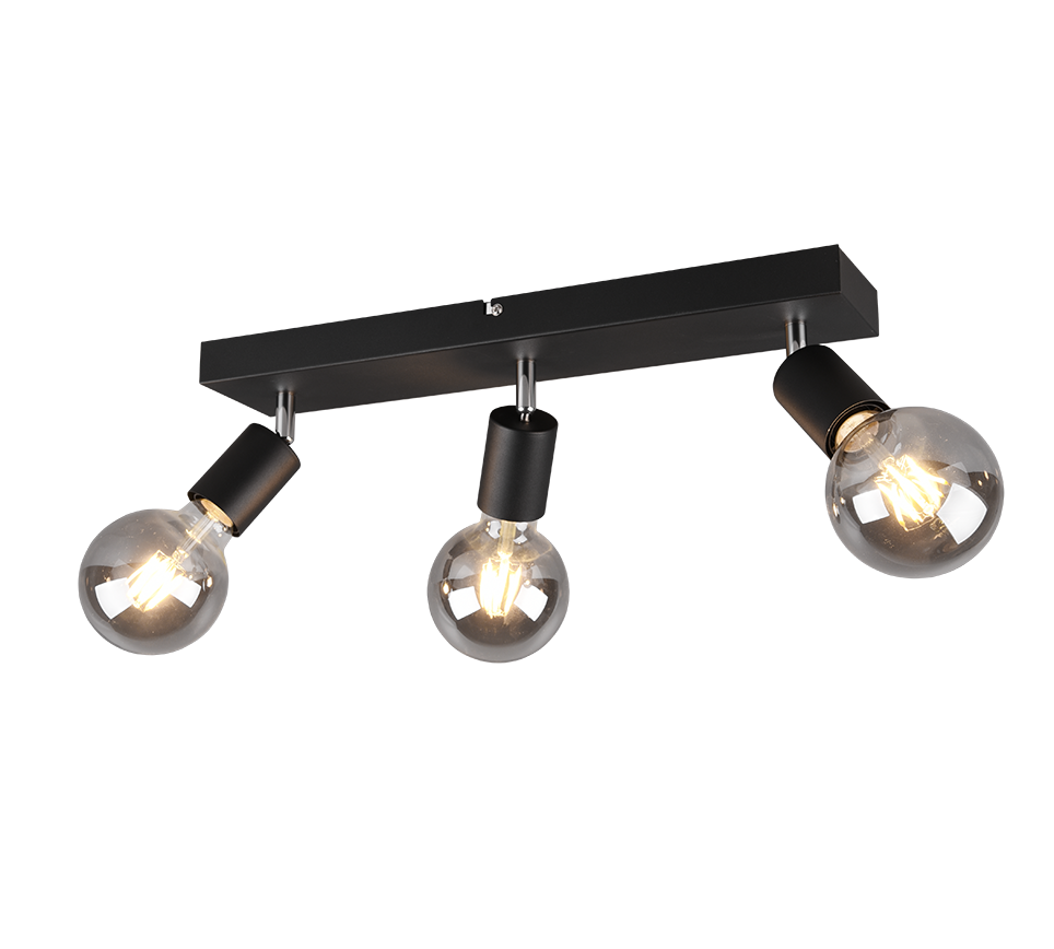 Faretti Barra 3 Spot Orientabili Nera 48 cm Barra Vannes GD Trio