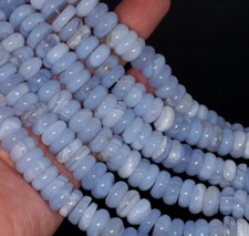 11X4MM CHALCEDONY BLUE LACE AGATE GEMSTONE GRADE AA RONDELLE LOOSE BEADS 7.5"