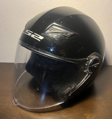 LS2 OF569 No. 218 Black Open Face Motorcycle Helmet XL DOT Track/Street Style