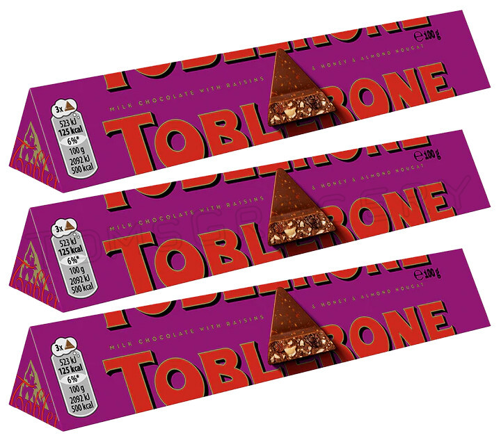 3 TOBLERONE FRUIT & NUT Swiss Chocolate Bars European Sweets 100g 3.5oz