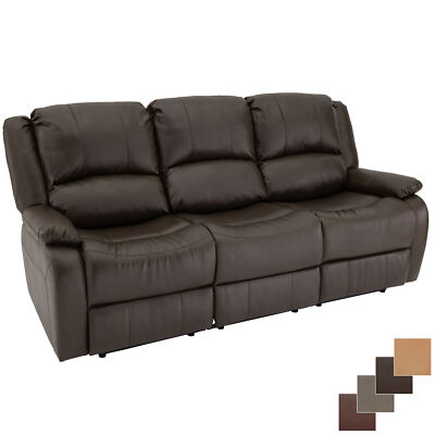 RecPro Charles 80'' Triple RV Zero Wall Recliner Sofa with Drop Console Chestnut