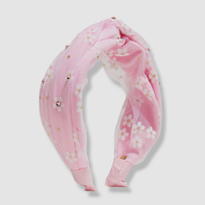 $31 BARI LYNN Kid Girl Pink Daisy Crystal Knotted Headband