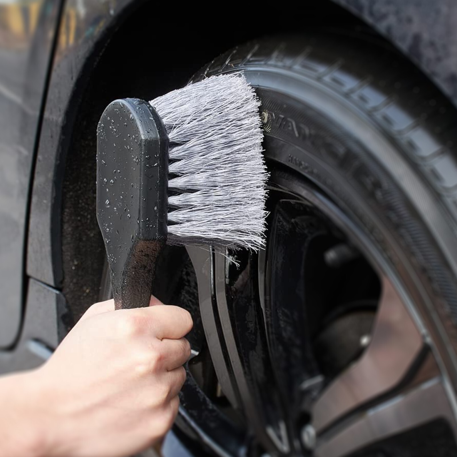 Wheel & Tire Brush for Rim Soft Bristle Car Wash Brush Short Handle