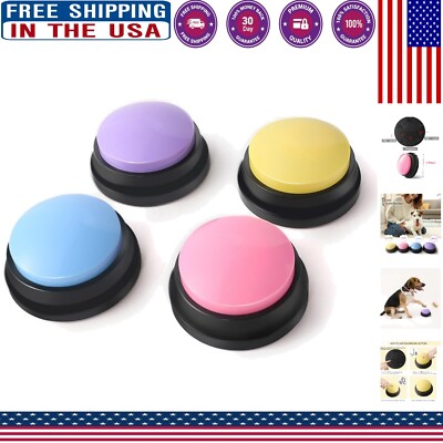 Interactive Pet Communication Buttons - Record & Playback for Fun Gifts, 4-Pack