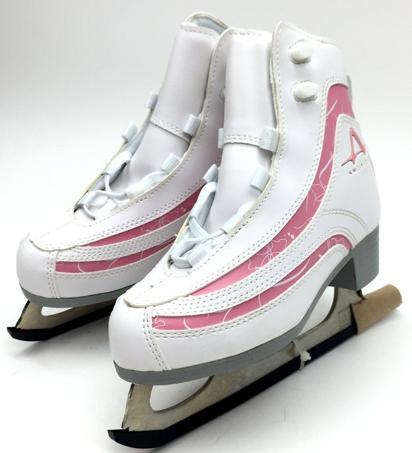 American Athletic Girls Figure Ice Skates White Candy Pink Size 11yr