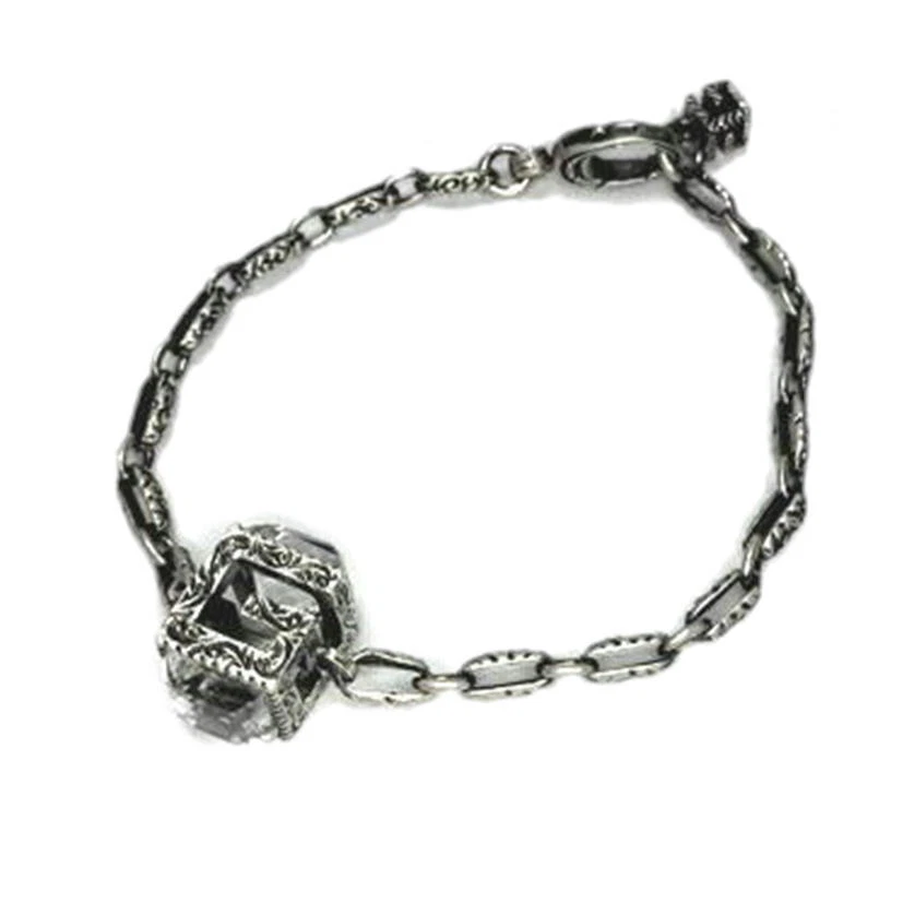 Bracelet GUCCI carré G Cube argent 925 170 mm accessoires authentique 112