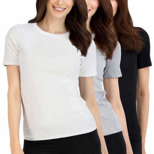 NWT Lucky Brand Women's 3 Pack Ribbed Short Sleeve T Shirt
