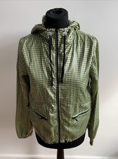 Topshop Yellow Black Check Hooded Lightweight Windbreaker Jacket Size UK 8
