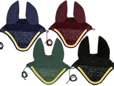 Paris Tack Show Crochet Horse Fly Veils / Ear Nets / Bonnets Double Piping