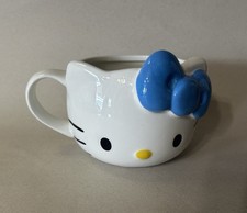 NEW Sanrio HELLO KITTY 3D Sculpted Face/Head w/Blue Bow 20 oz Ceramic Mug