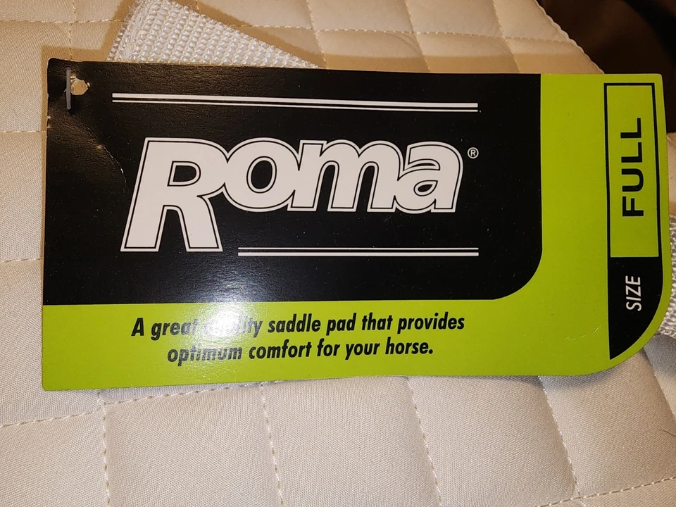 Almohadilla de sillín Roma AP tamaño completo blanca con adornos rojos Foto 4 de 4