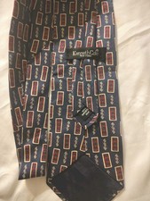 Kenneth Cole NY Men's Tie 100% Silk Blue Geometric Necktie Made in USA