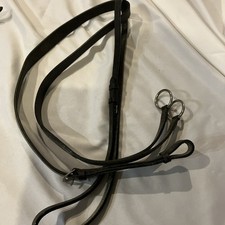 New Black Leather Cob Martingale With Stainless Buckles & Rings,Equestrian,Hack