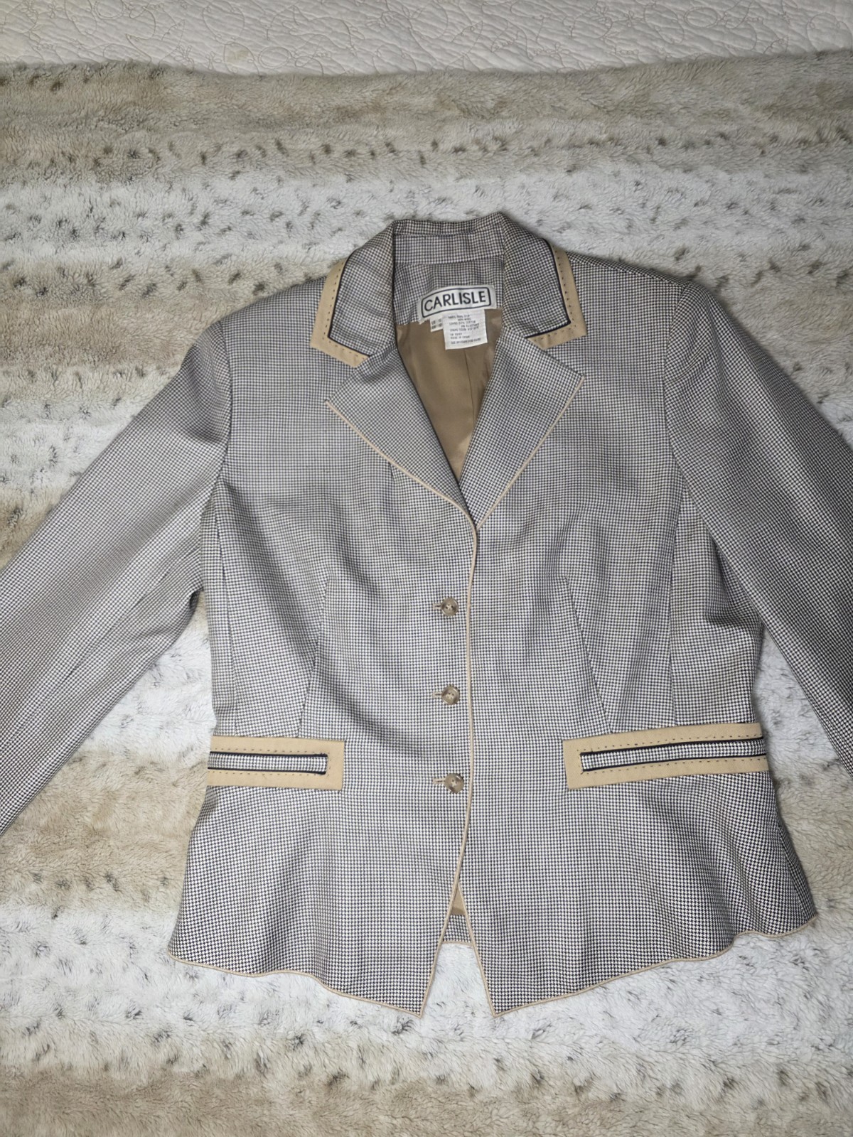 Vintage Blaizer Jacket Houndstooth Pattern Carlis… - image 2