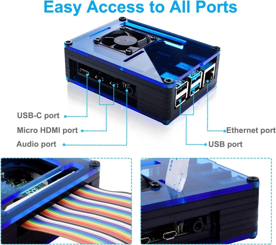 Raspberry Pi 4 Case With Fan Cooling , 4 Pcs Aluminum Heat Sink - Image 2 of 4