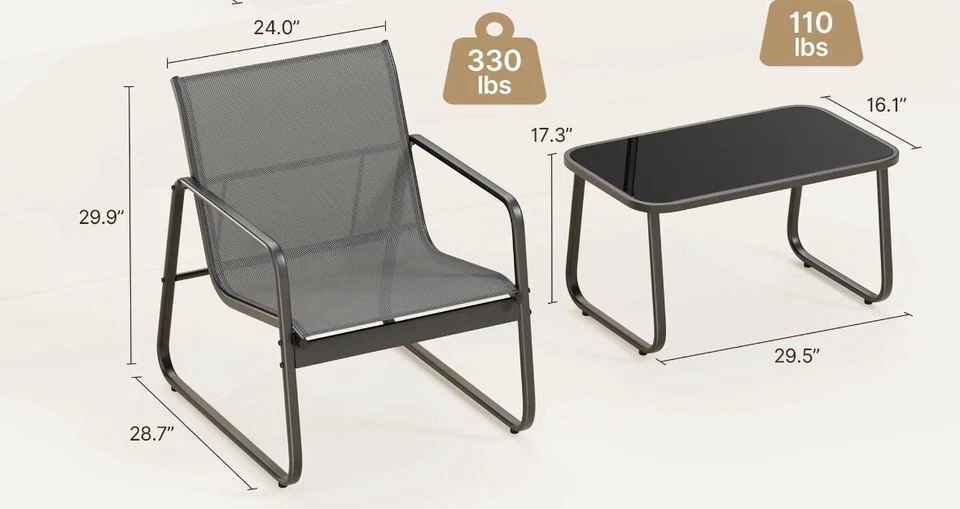 Juego de 4 piezas de patio, juego de muebles de exterior/loveseat y tela textil fresca, gris Foto 3 de 4