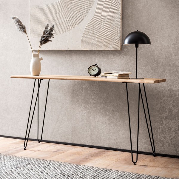 Konsolentisch FineBuy Anrichte 150 Cm Ablagetisch Massivholz Baumkante Modern-image